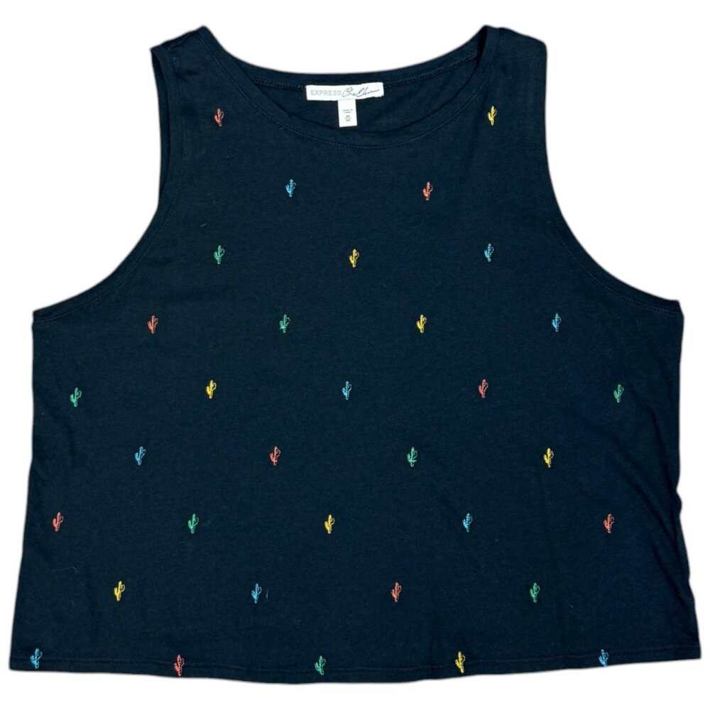 Women's‎ EXPRESS One Eleven Cactus Black Crop Tank Top- Size M